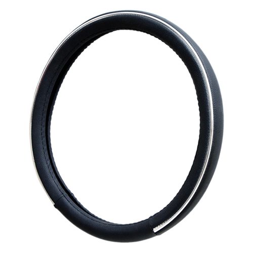 Kavach Car Steering Wheel Cover Black with Gray Line