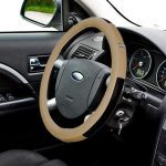 Car Steering Wheel Cover In Beige and Black - Classy Neo Design