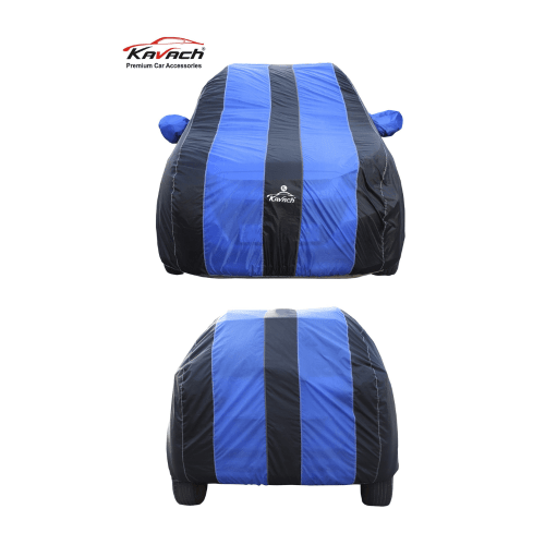 Car body protection cover in blue and black color